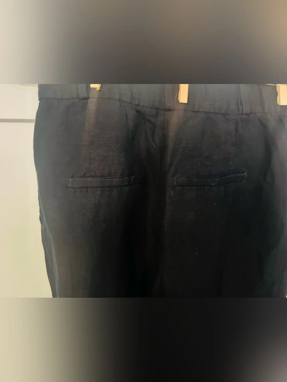H& M LINEN-BLEND DRESS PANTS Black Wide-Leg Size 4